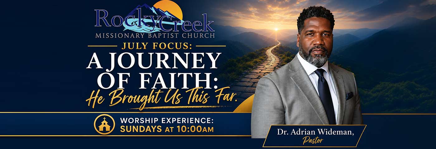 Joly Focus banner with a winding path, a picture of Dr. Wideman and the  words a Journey of Faith